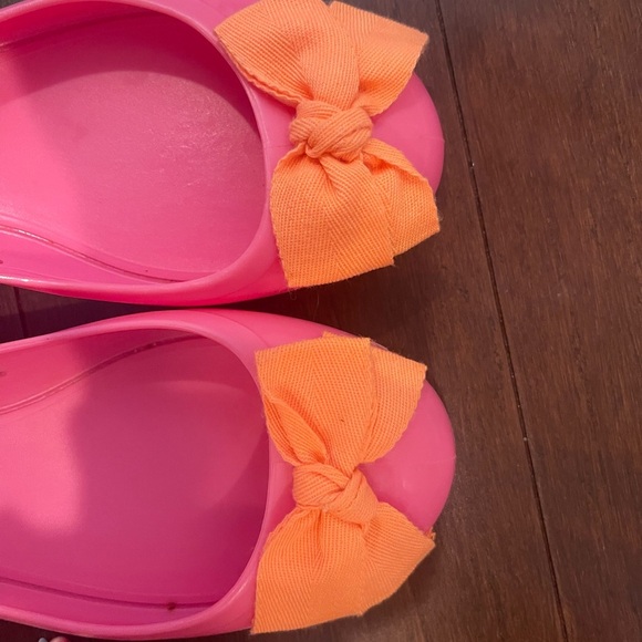 nwot/nwob J. Crew Factory Rainy Day Ballet Flats Pink & Orange jelly bow Flats 6 - Picture 5 of 14